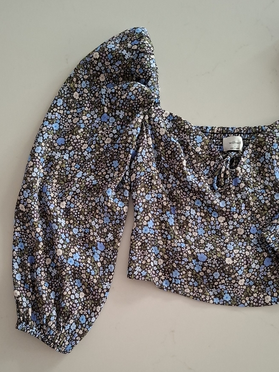 Wilfred Tops - Wilfred Milkmaid Cropped Floral Feminine Bow Detail Puff Sleeve Blouse (Size S)